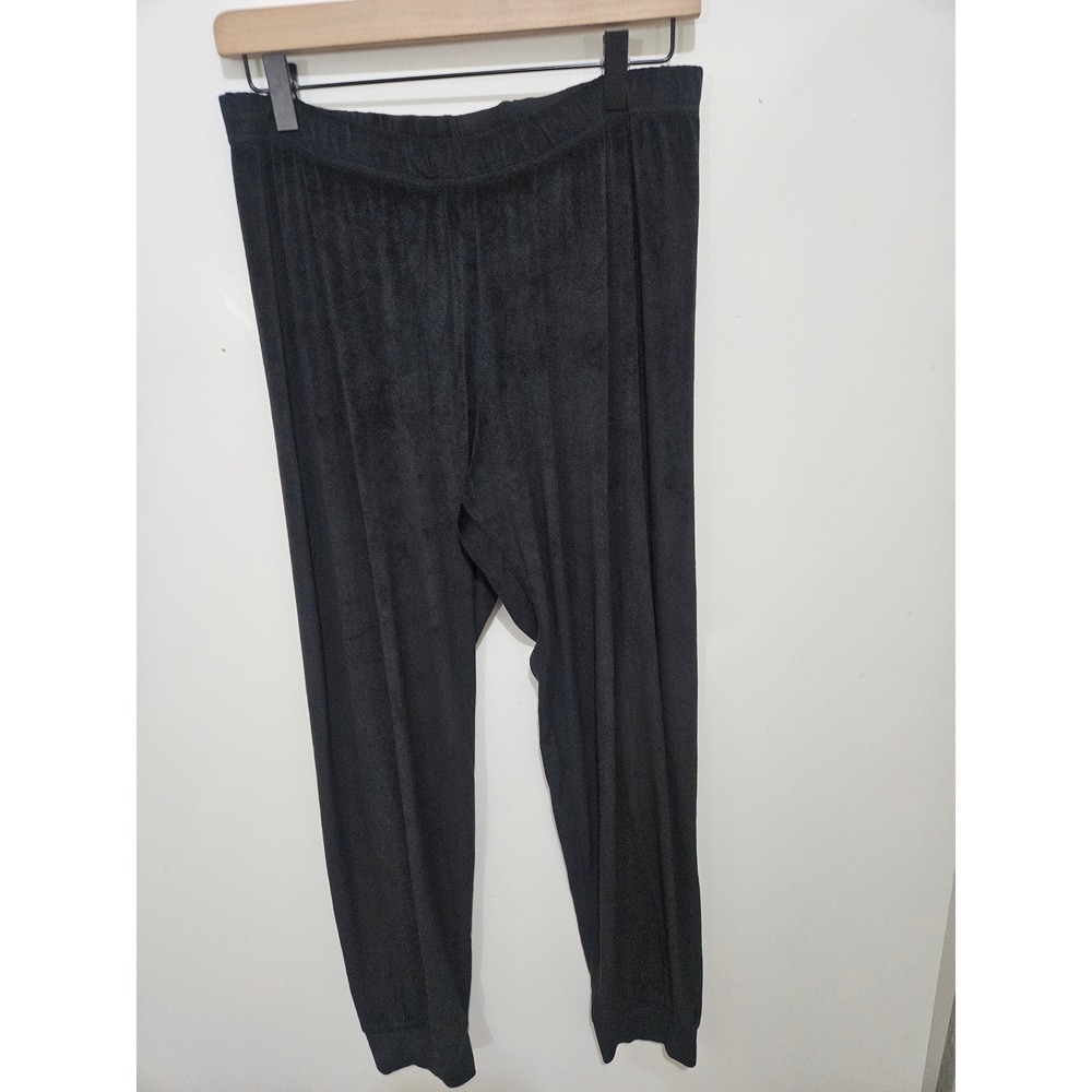 Juicy Couture Black Velour Rhinestone Logo Sleep Jogger Pants Style 3330-47 M